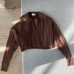 Sunday best Brown Cable Knit Cropped Sweater